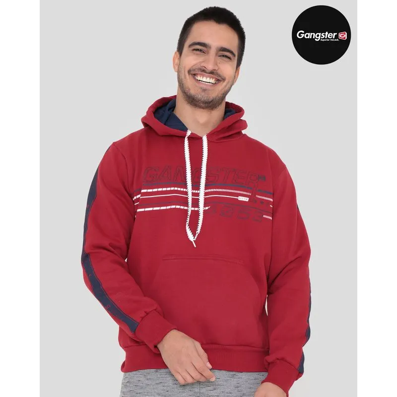 Blusão Moletom Masculino Gansgter Com Capuz Vermelho Médio G