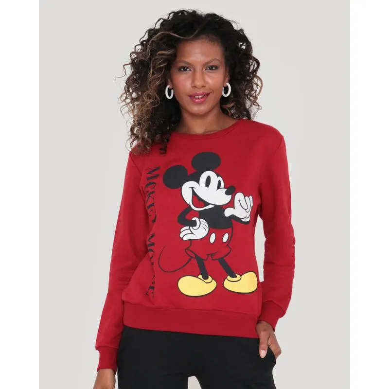 Blusão Feminino Moletinho Mickey Disney Vermelho GG