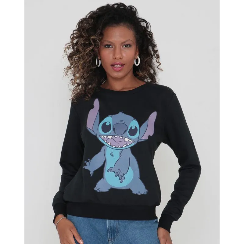 Blusão Feminino Stitch Disney Preta G