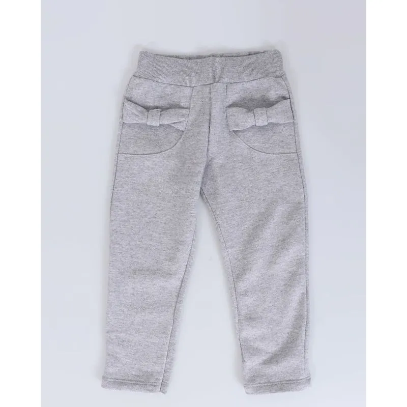 Calça Moletom Bebê Reta Lacinho Cinza 1