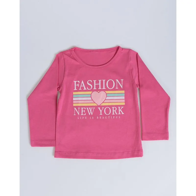 Blusa Bebê Manga Longa Estampa Fashion Rosa 1