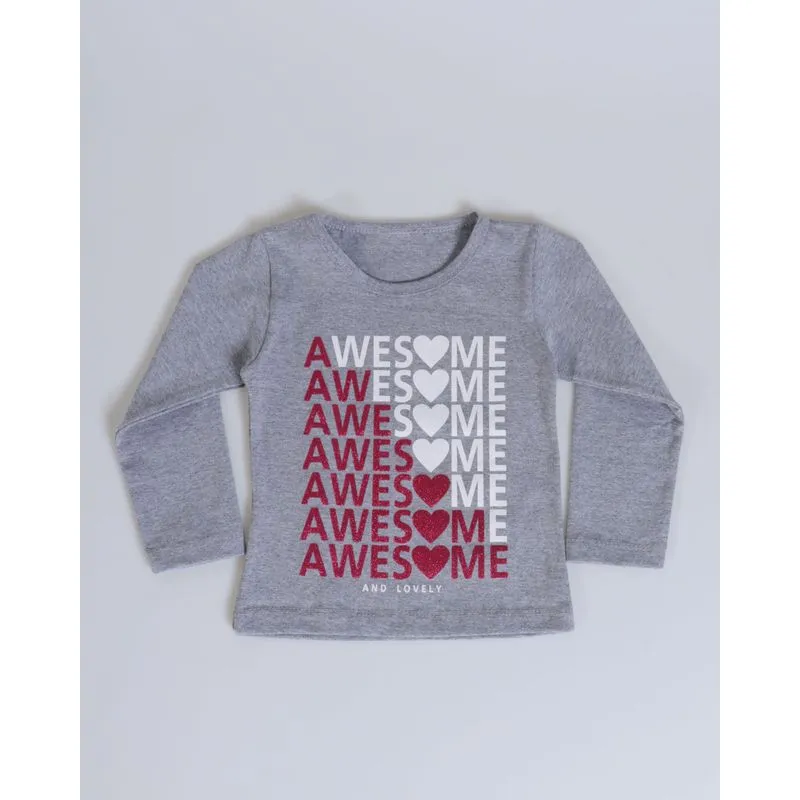 Blusa Bebê Manga Longa Estampa Awes Me Cinza 3