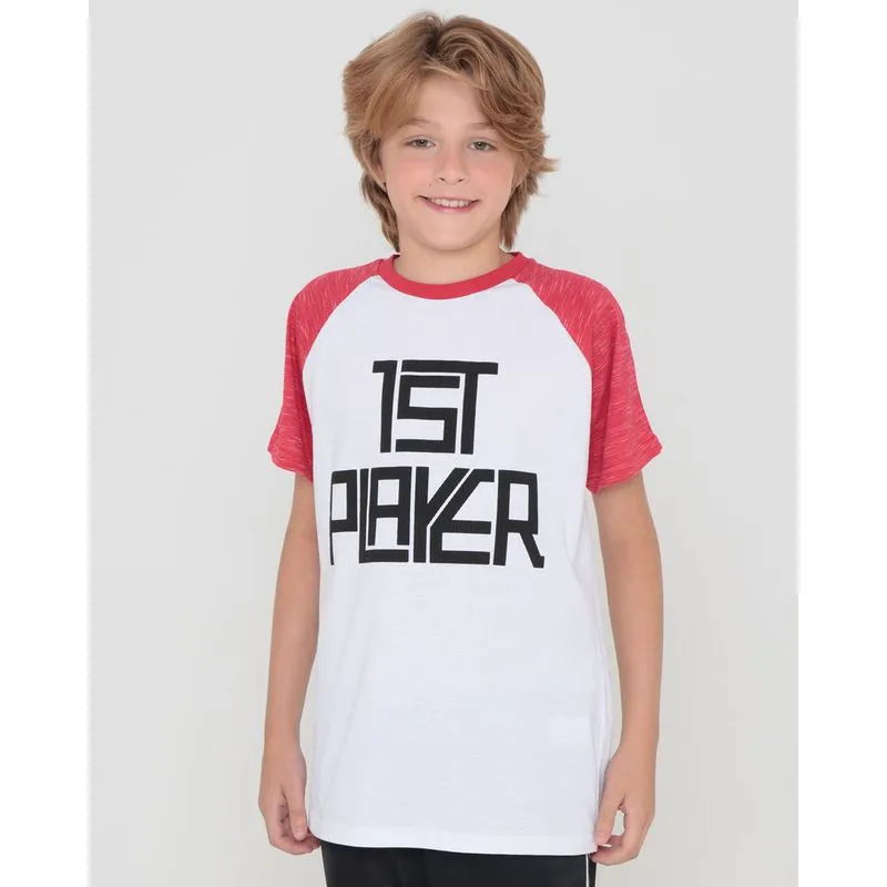 Camiseta Juvenil Estampa Player Branca 16
