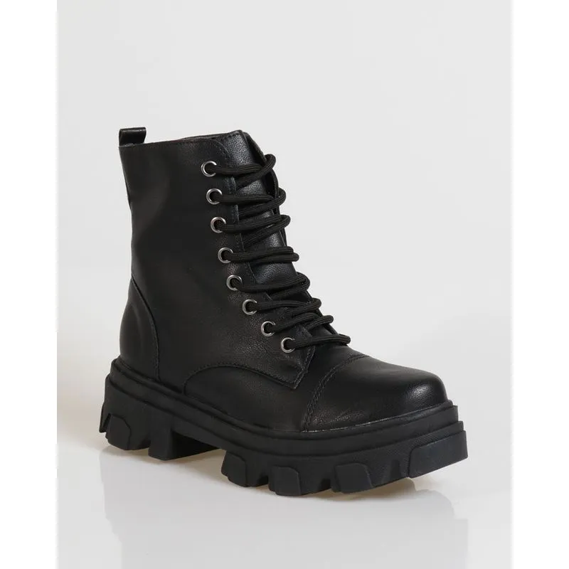 Bota Feminina Coturno Tratorada Preta 38
