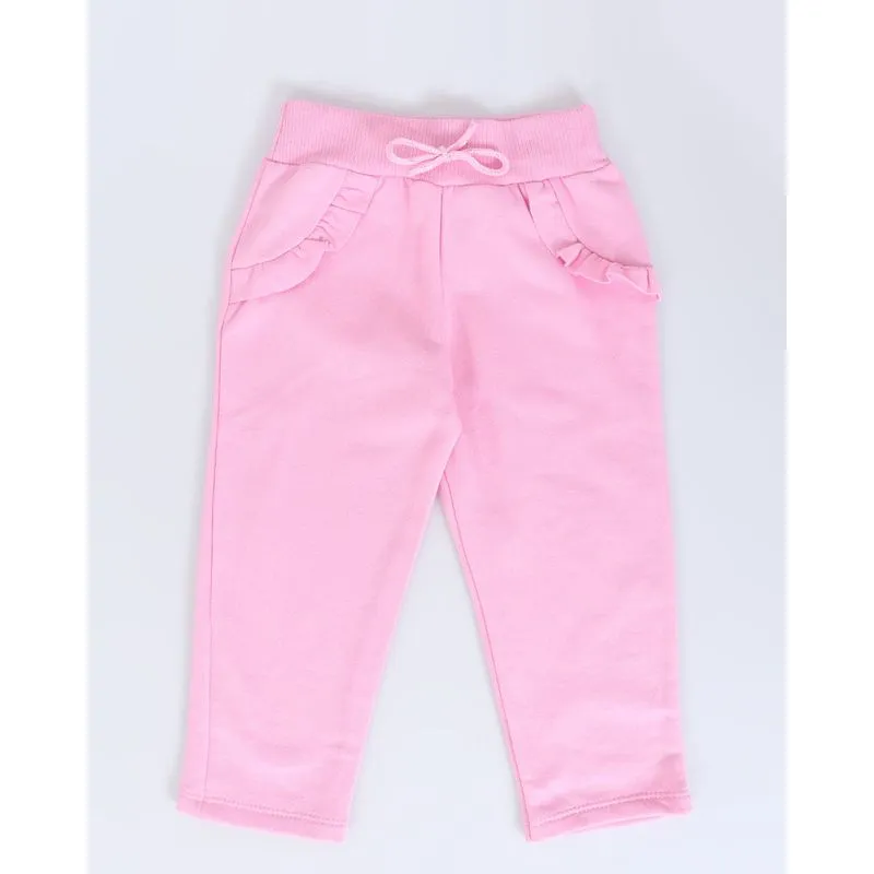 Calça Moletom Bebê Babado Rosa 2