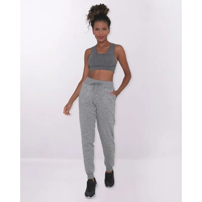 Calça Fitness Jogger Moletom Fitter Cinza G