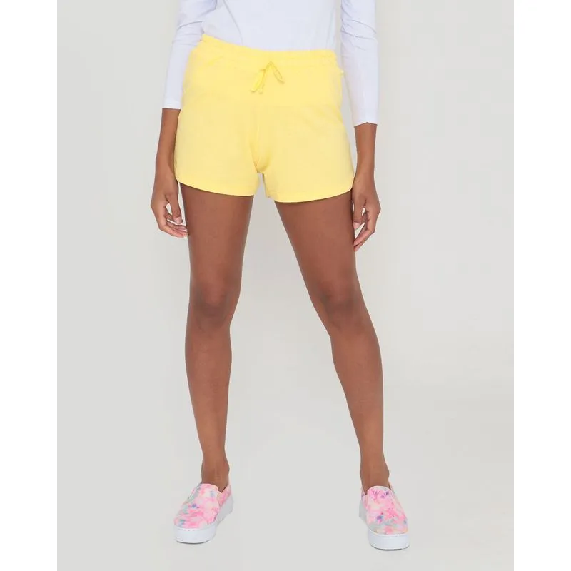 Short Moletinho Feminino Básico Amarelo P