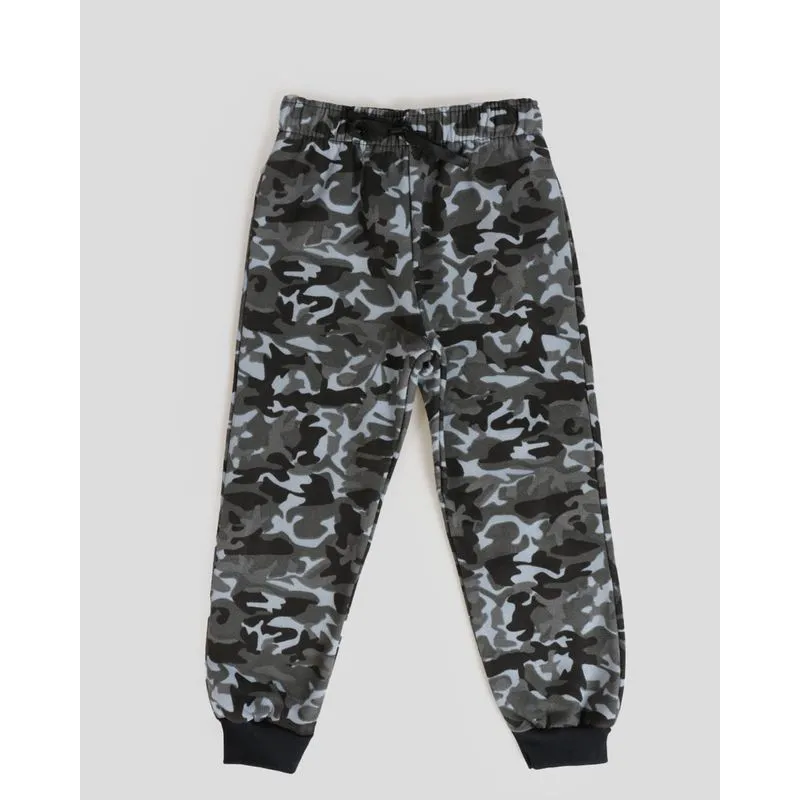 Calça Infantil Moletom Camuflado Mescla Cinza 1