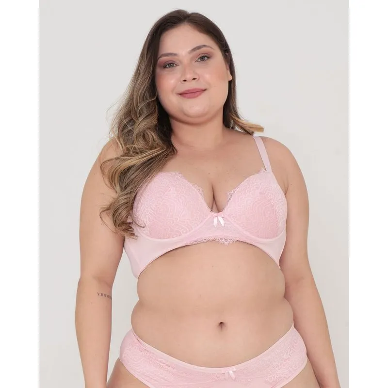Sutiã Plus Size Com Base Avulso Detalhe Renda Rosa 52