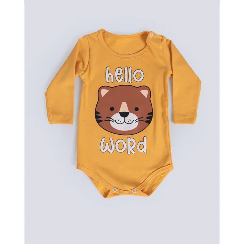 Body Bebê Manga Longa Estampa Tigre Amarelo G