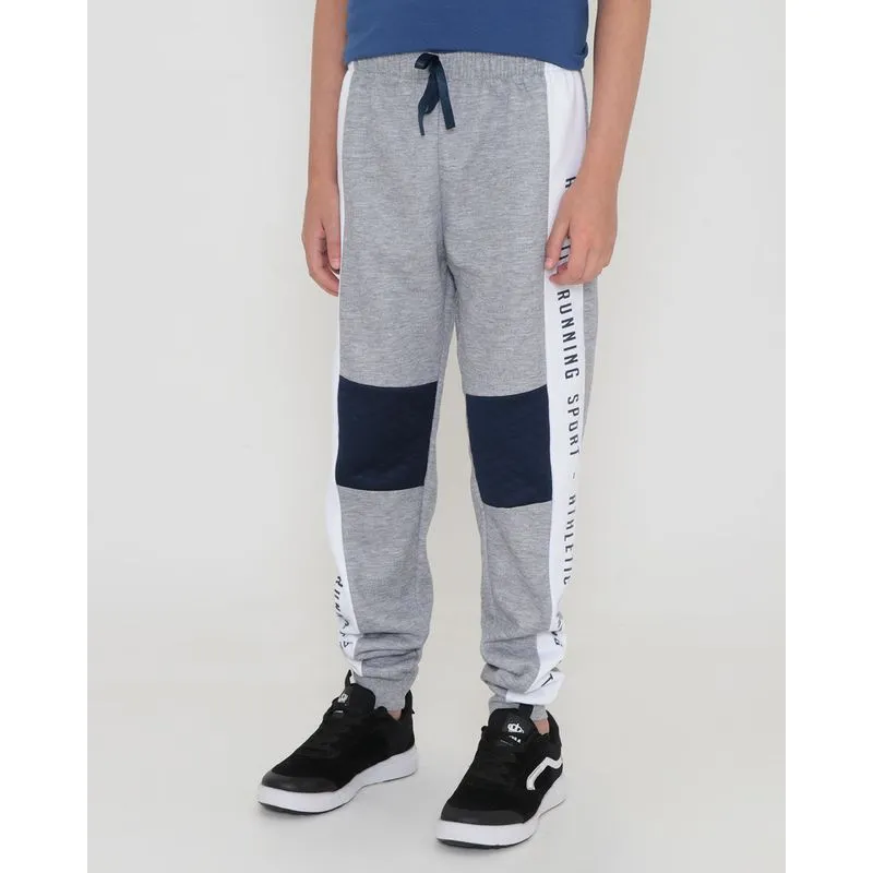 Calça Moletom Juvenil Com Recorte Sport Cinza Claro 10