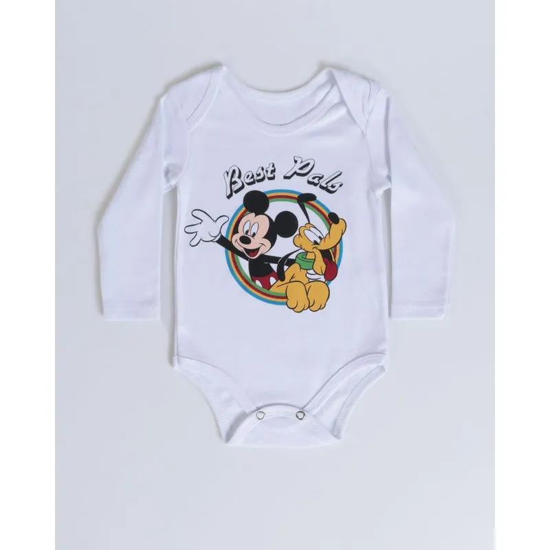Body Bebê Mickey Mouse Disney Branco P