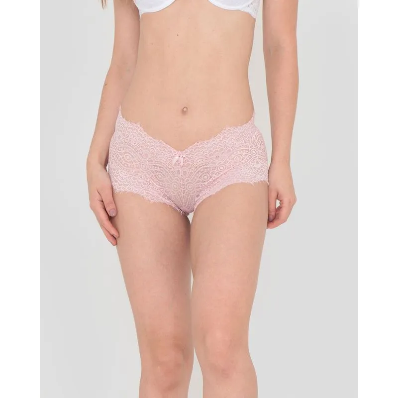 Calcinha Feminina Caleçon Avulsa Renda Rosa Claro P