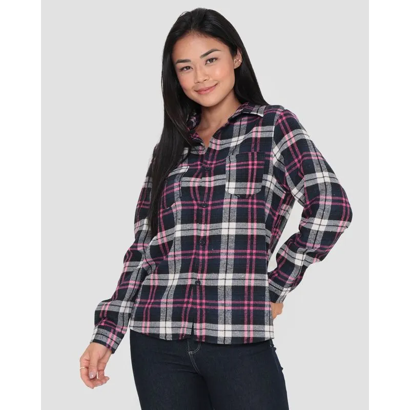 Camisa Feminina Estampa Xadrez Marinho G