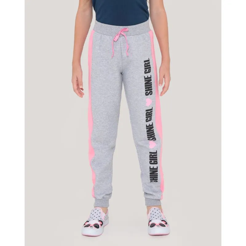 Calça infantil Moletom Shine Girl Cinza Claro 8