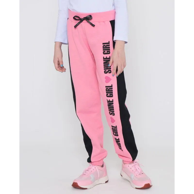 Calça infantil Moletom Shine Girl Rosa Claro 4