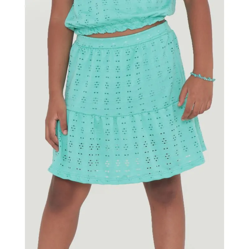 Saia Infantil Laise Com Babado Verde 8