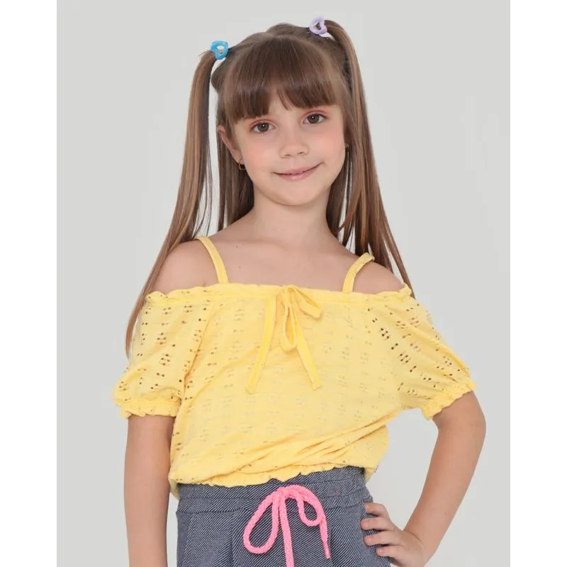Blusa Cropped Infantil Ciganinha Laise Amarela 4