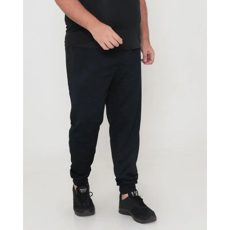 Calça Masculina Esportiva Plus Size Flamê Helanca Preta G2