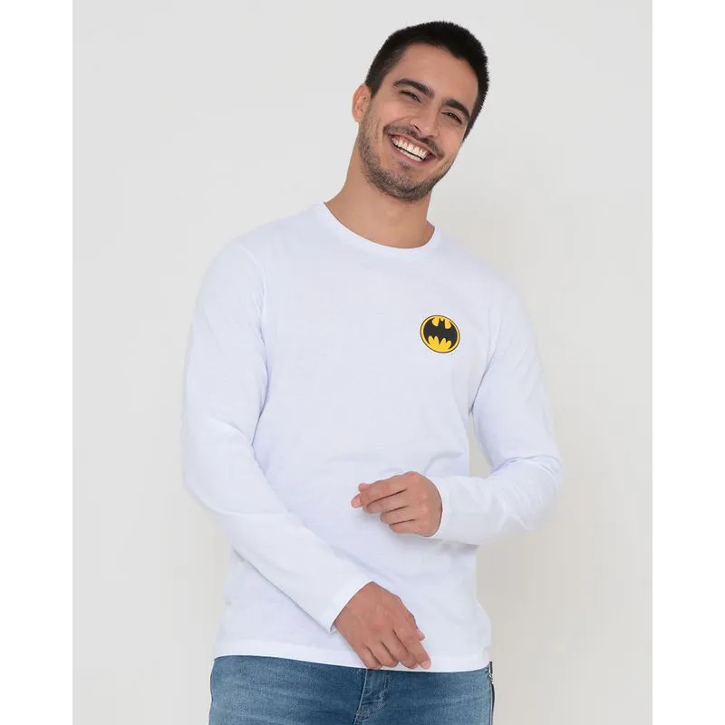 Camiseta Masculina Manga Longa Batman Branca M