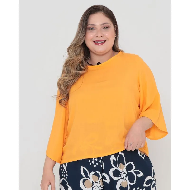 Blusa Plus Size Viscose Lisa Laranja G3