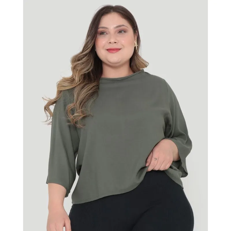 Blusa Plus Size Viscose Lisa Verde G3