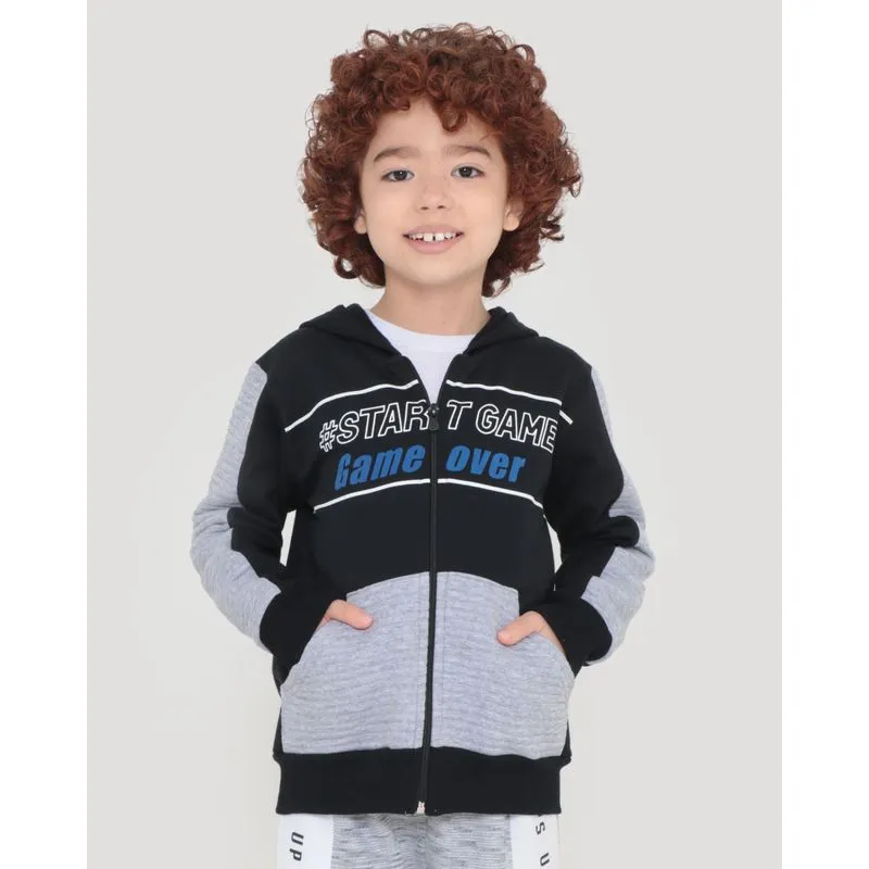 Casaco Infantil Maquinetado Estampa Game Preto 4