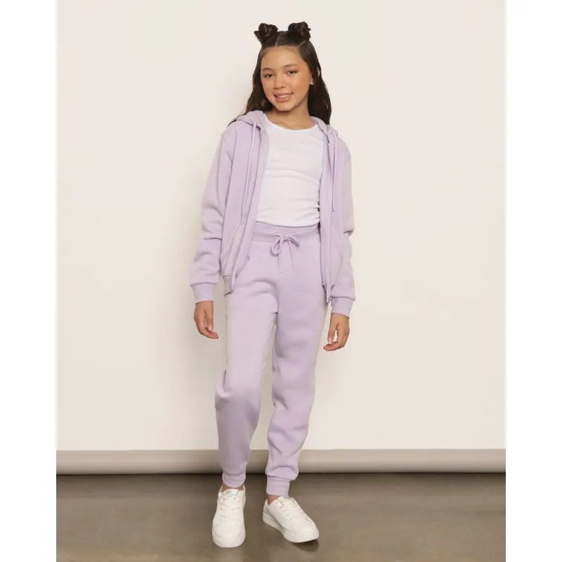 Calça Moletom Juvenil Jogger Com Bolsos Lilás 16