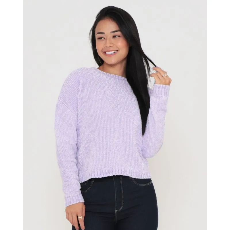 Suéter Feminino Tricô Chenille Lilás Claro P