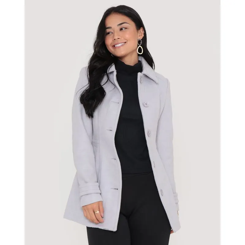 Casaco Feminino Trench Coat Cinza Claro P