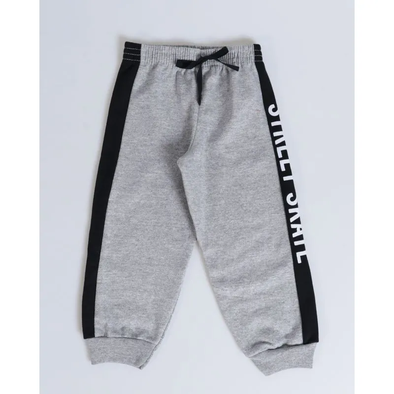 Calça Bebê Moletom Jogger Recorte Preto Cinza 3