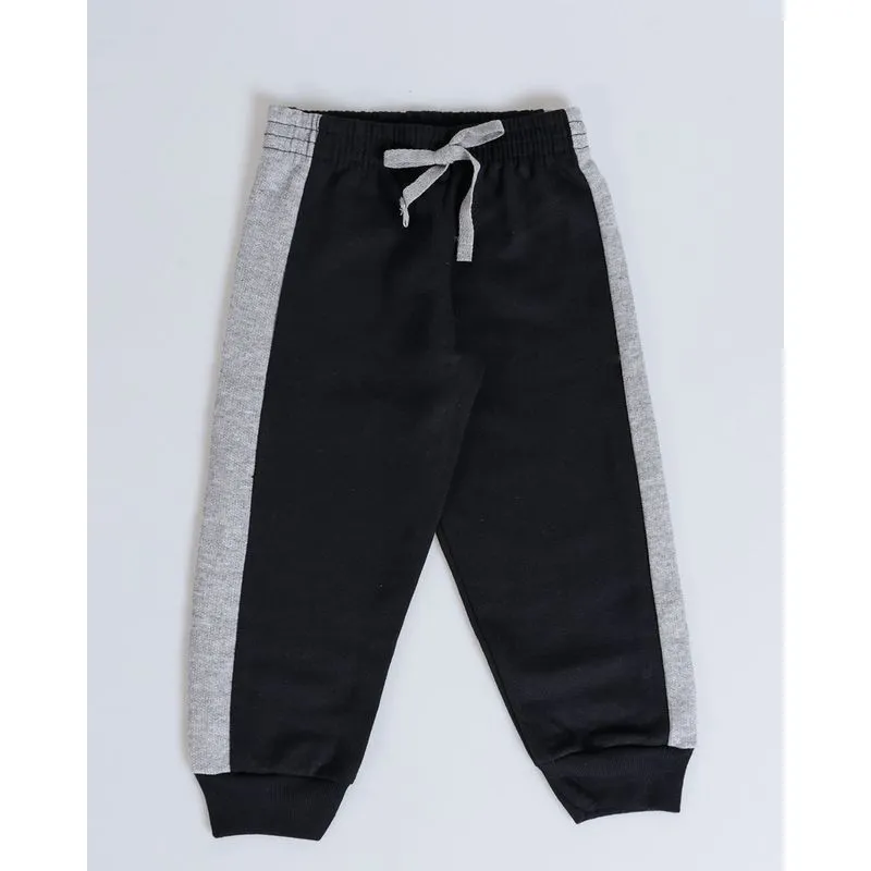 Calça Bebê Moletom Jogger Recorte Cinza Preto 2