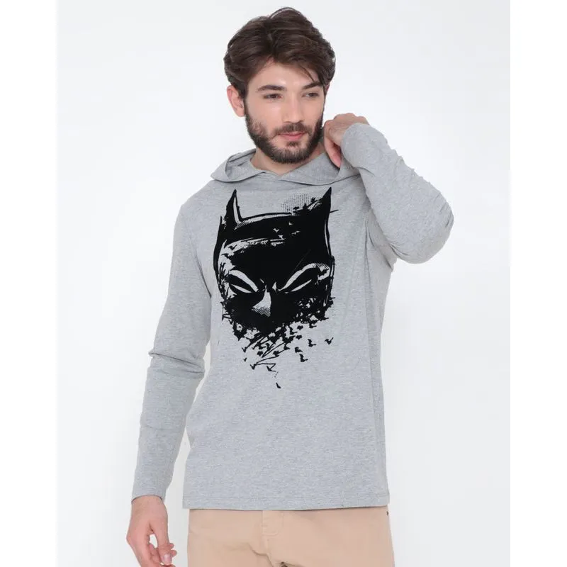 Camiseta Masculina Estampa Flock Liga da Justiça Batman Cinza M