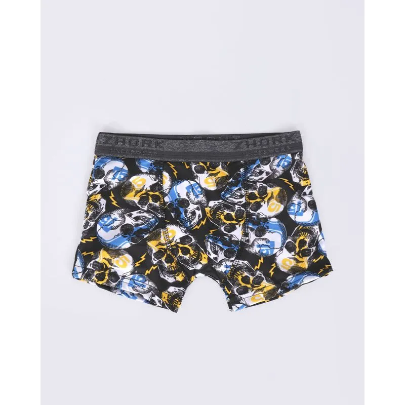 Cueca Juvenil Boxer Estampa Caveira Preta 16