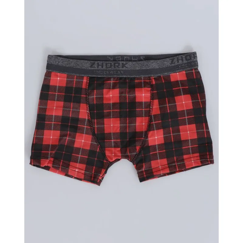 Cueca Boxer Juvenil Xadrez Vermelha 12