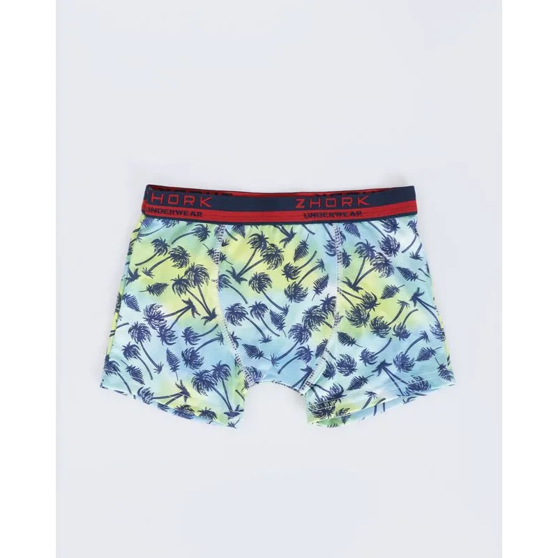 Cueca Juvenil Boxer Estampa Tropical Verde 12