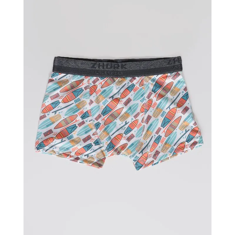 Cueca Boxer Juvenil Microfibra Estampa Surf Branca 12