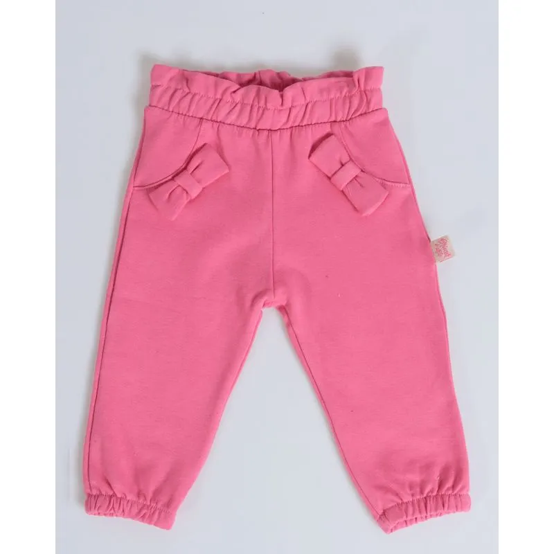 Calça Bebê Moletom Jogger Lacinho Rosa P