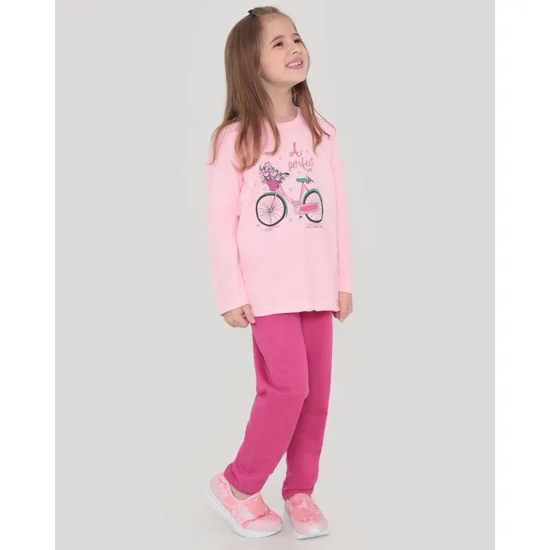 Conjunto Moletom Infantil Estampa Bicicleta Rosa 4