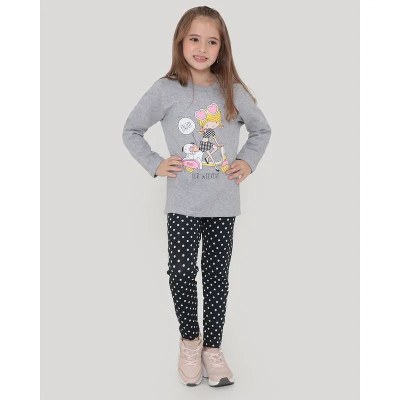 Conjunto Moletom Infantil Estampado Cinza E Preto 6