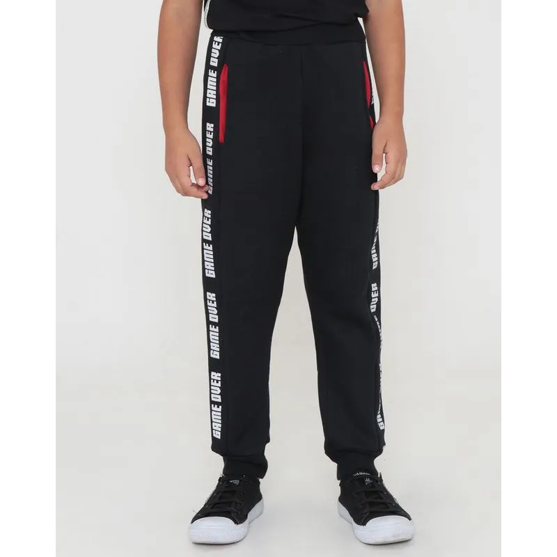 Calça Moletom Infantil Jogger Estampa Game Preto 6