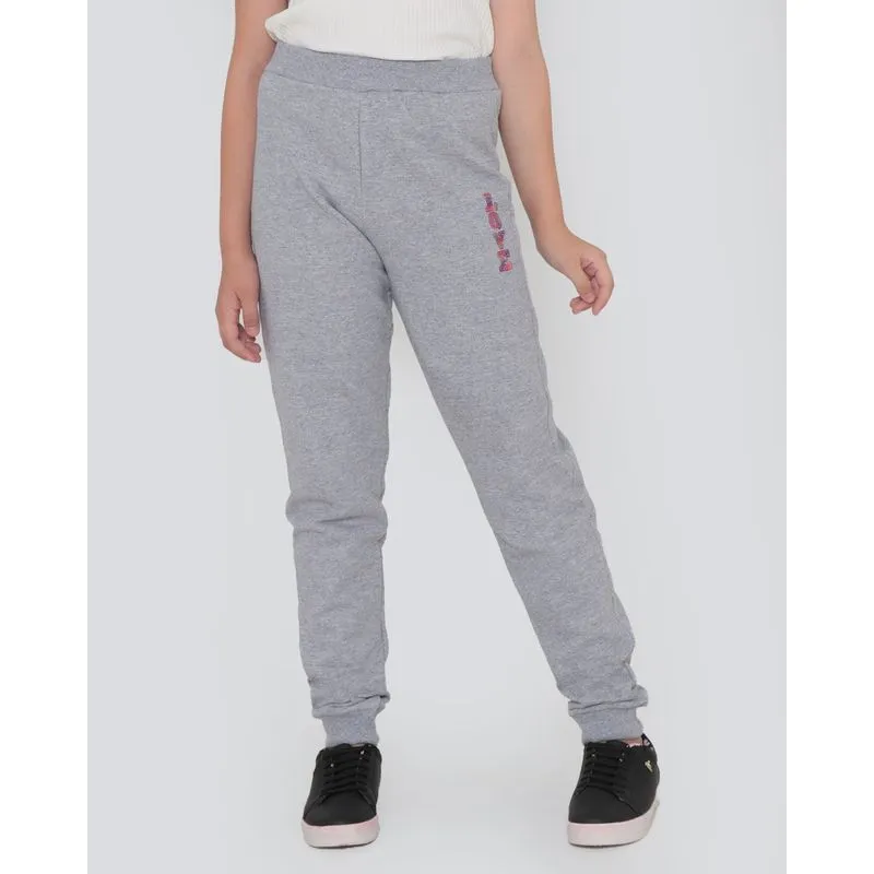Calça Moletom Juvenil Jogger Com Paetê Cinza Claro 10