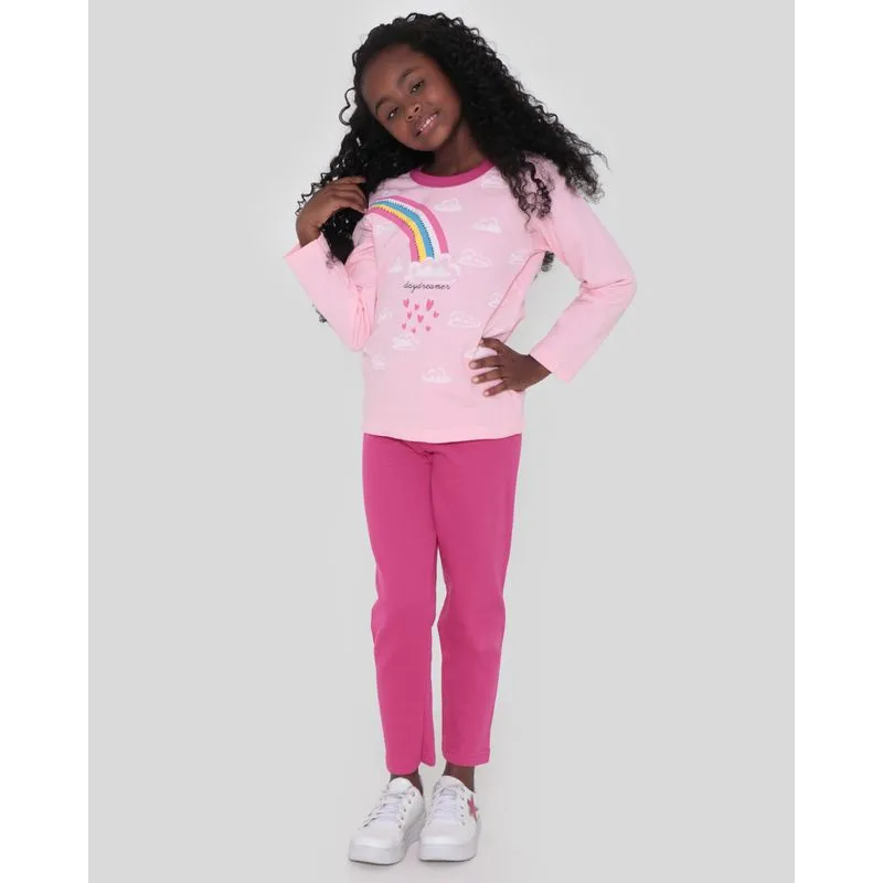 Conjunto Moletom Infantil Arco-Íris Rosa 8
