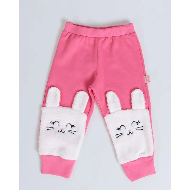 Calça Bebê Moletom Coelhinho Rosa P