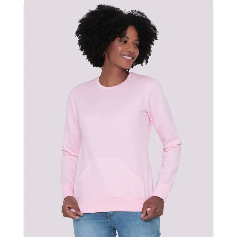 Blusão Moletinho Feminino Fitness Canguru Rosa M