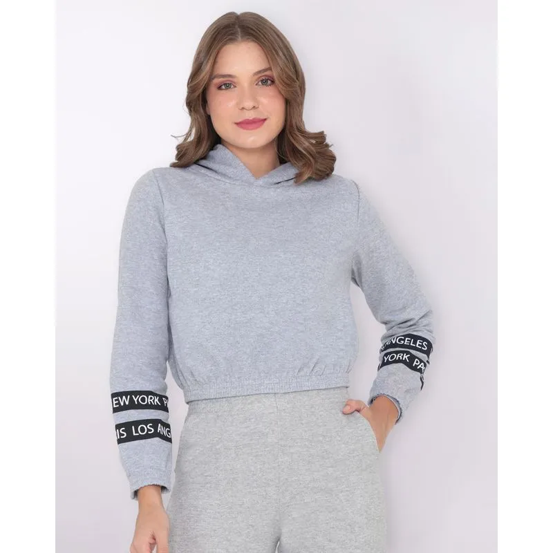 Blusa Feminino Cropped Moletom New York Cinza GG