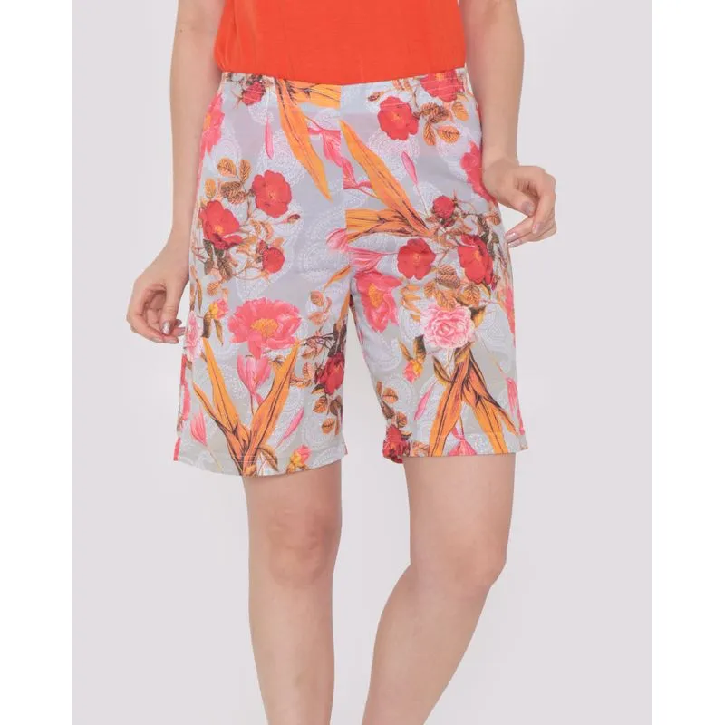 Bermuda Estampa Floral Cinza Claro P