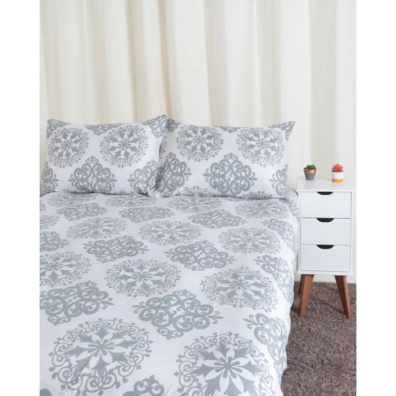 Jogo De Cama Casal 3 Peças Arte Cazza Arabesco Off White UN
