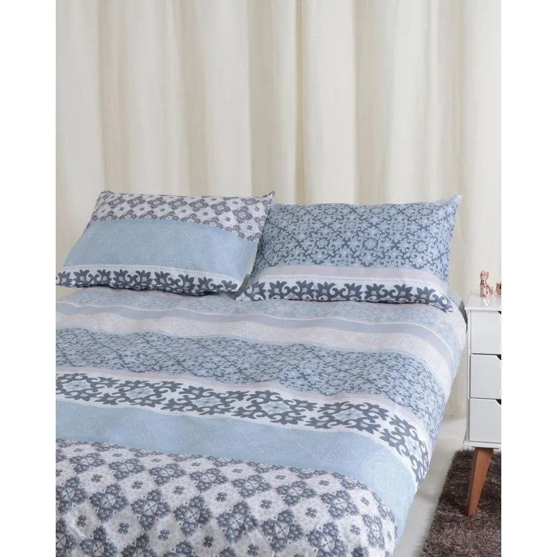 Jogo De Cama Casal 3 Peças Arte Cazza Estampado Branco UN