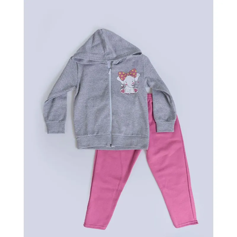Conjunto Moletom Bebê Estampa Elefante Cinza Claro 1